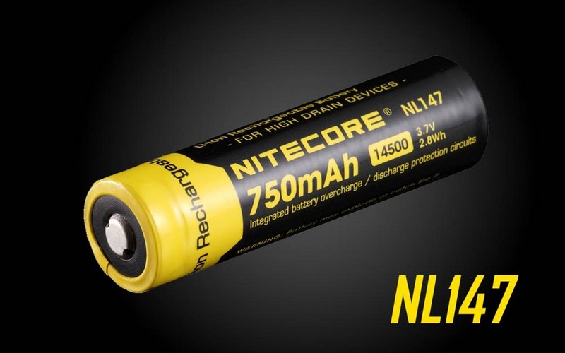 Nitecore 14500 - Batterie Li-Ion NL147 - 750mAh, 3.6V - 3.7V